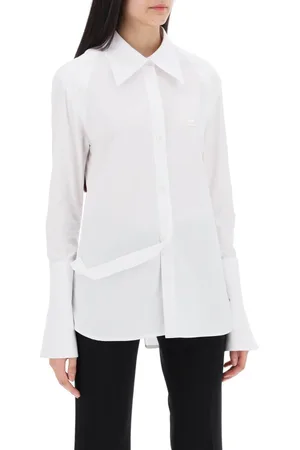 Courrèges Blouses & Shirts, Dames, Wit, M, Katoen, Modulair katoenen poplin overhemd