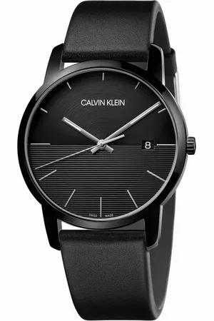 Calvin Klein Accessoires, Heren, Zwart, ONE Size, Modieus horloge met quartz wijzerplaat en leren band