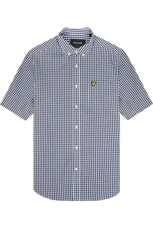 Lyle & Scott Overhemden, Heren, Blauw, M, Katoen, Slim Fit Gingham Overhemd