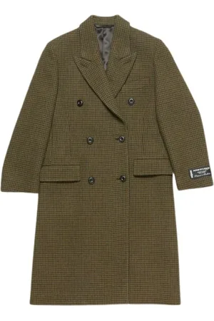 Acne Studios Mantels, Dames, Groen, S, Wol, Khaki Groene Houndstooth Jas