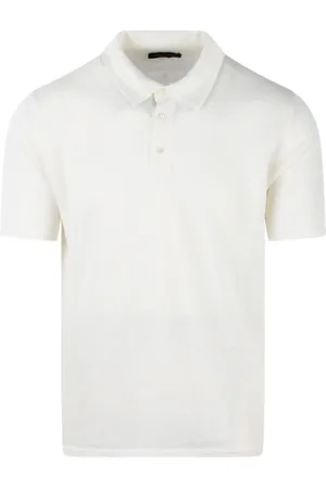 Roberto Collina Tops, Heren, Wit, L, Linnen, Linnen Klassieke Polo Shirt