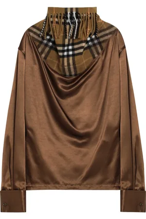 Burberry Blouses & Shirts, Dames, Bruin, S, Maglia Girocollo Blouse