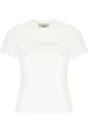 COPERNI Tops, Dames, Wit, M, Katoen, Crystal Logo T-Shirt