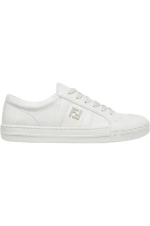 Fendi Schoenen, Heren, Wit, 42 EU, Leer, Domino Low-Top Sneakers