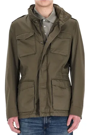 HERNO Jassen, Heren, Groen, S, Katoen, Groene Field Jacket