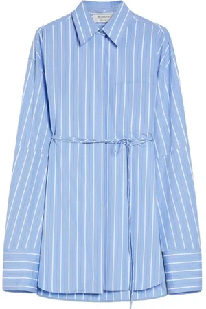 Sportmax Blouses & Shirts, Dames, Blauw, XS, Katoen, Gestreept Oversized Katoenen Shirt Blauw