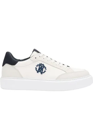 Roberto Cavalli Schoenen, Heren, Wit, 45 EU, Leer, Monogram Leren Sneakers