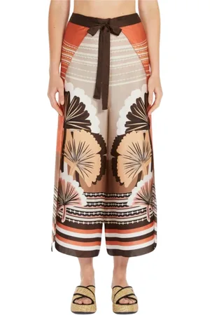 Max Mara Broeken, Dames, Veelkleurig, ONE Size, Exotische Strandbroek met Patroon