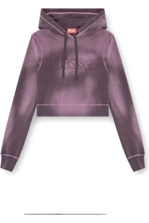 Diesel Sweatshirts & Hoodies, Dames, Paars, M, Katoen, Hoodie met distressed look en geprint logo
