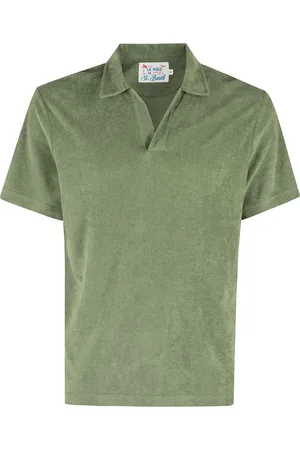 MC2 SAINT BARTH Tops, Heren, Groen, XL, Katoen, Groene Militaire Polo Shirt Korte Mouw