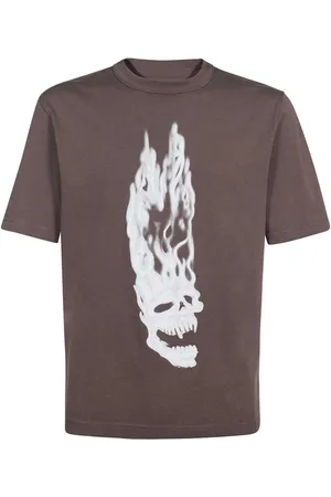 Heron Preston Tops, Heren, Bruin, S, Katoen, Katoenen T-shirt met Print aan de Voorkant