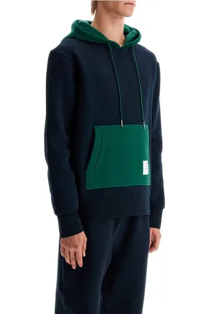 Thom Browne Sweatshirts & Hoodies, Heren, Blauw, S, Katoen, Color Block Hooded Sweatshirt