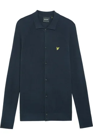Lyle & Scott Truien, Heren, Blauw, 2Xl, Linnen, Mid Knits Linnenmix Gebreid Overhemd