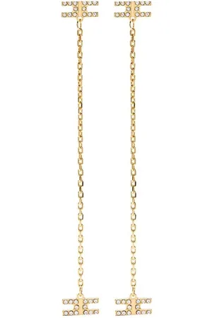 Elisabetta Franchi Accessoires, Dames, Geel, ONE Size, Chique Oorhangers met Logo Bedel