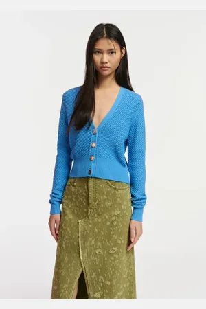 Essentiel Antwerp Truien, Dames, Blauw, M, Farah Cardigan met Sierknoopjes