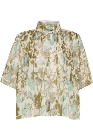 FORTE FORTE Blouses & Shirts, Dames, Veelkleurig, M, Katoen, Dreamy Bloom Print Voile Blouse