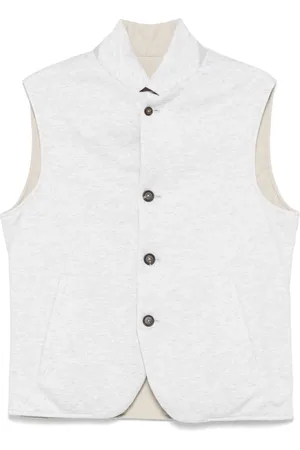 ELEVENTY Jassen, Heren, Grijs, 4Xl, Wol, Wollen Reversible Gilet Jas