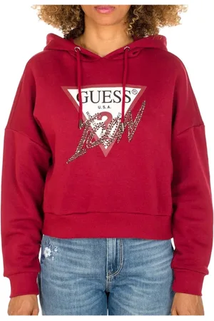 Guess Sweatshirts & Hoodies, Dames, Rood, S, Burgundy Textile Hoodie