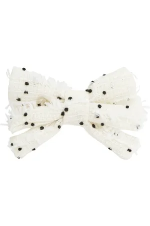 Nina Ricci Accessoires, Dames, Wit, ONE Size, Tweed, Tweed Haarstrik Clip met Polka Dots