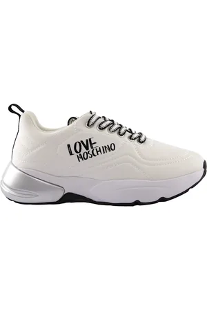 Moschino Schoenen, Dames, Wit, 40 EU, Witte Stoffen Sneakers