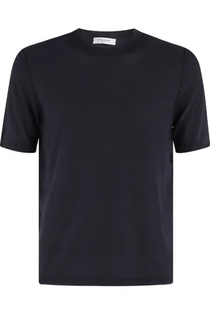 Paolo Pecora Truien, Heren, Blauw, XL, Katoen, Blauw Ronde Hals Korte Mouw Shirt