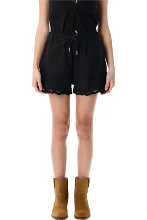 Isabel Marant Korte broeken, Dames, Zwart, S, Katoen, Zwarte Katoenen Shorts met Borduurwerk