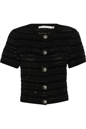Gestuz Truien, Dames, Zwart, L, Zwarte Vest met Korte Mouwen