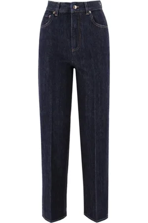 Loro Piana Broeken, Dames, Blauw, M, Denim, Denim High Waist Jeans
