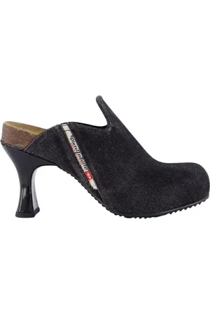 Diesel Schoenen, Dames, Zwart, 38 EU, Denim, Woodstock Denim Muiltjes