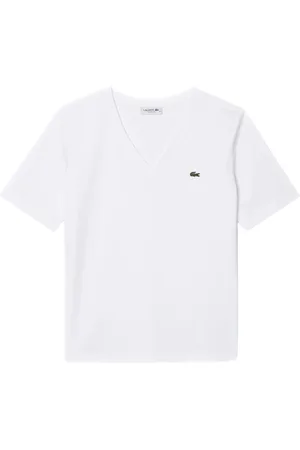 Lacoste Tops, Dames, Wit, S, Katoen, Gedrapeerd T-shirt