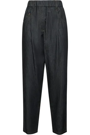 Brunello Cucinelli Broeken, Dames, Zwart, XS, Katoen, Wijde Broek