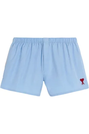Ami Korte broeken, Heren, Blauw, S, Katoen, Heldere Blauwe Ondergoed met Geborduurd Logo