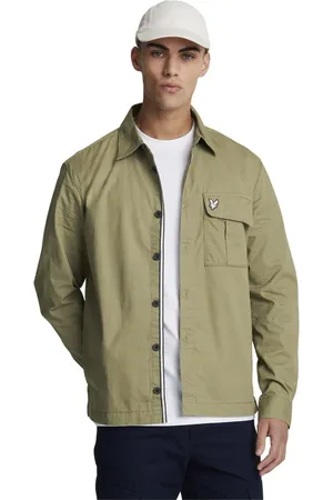 Lyle & Scott Jassen, Heren, Groen, M, Premium Overshirt met geplooide zak