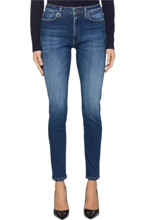 Dondup Jeans, Dames, Blauw, W31, Katoen, Iris Super Skinny High-Waisted Enkellange Jeans