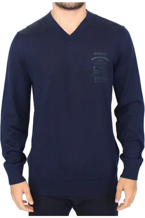 ERMANNO SCERVINO Truien, Heren, Blauw, M, Wol, V-hals Pullover Trui