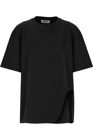 The Attico Tops, Dames, Zwart, S, Katoen, Zwart katoenen T-shirt met geborduurd logo