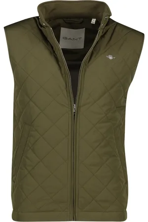 GANT Jassen, Heren, Groen, M, Polyester, Gewatteerd Windjack Vest