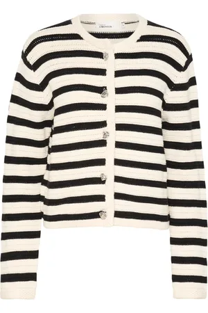 Karen by Simonsen Truien, Dames, Zwart, L, Katoen, Gestreepte Vest met Knopen