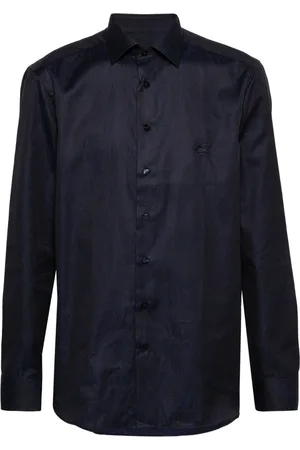 Etro Overhemden, Heren, Zwart, L, Katoen, Paisley Jacquard Shirt met Lange Mouwen