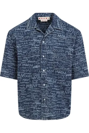 Marni Overhemden, Heren, Blauw, M, Katoen, Blauw Katoenen Overhemd