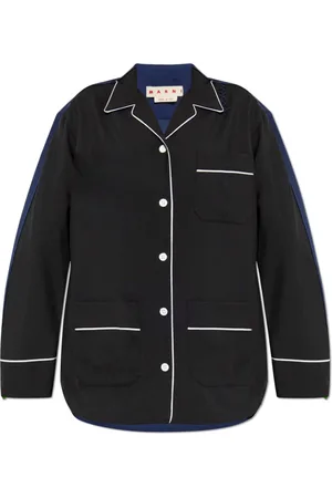 Marni Blouses & Shirts, Dames, Zwart, XS, Wol, Wollen overhemd met vintage effect