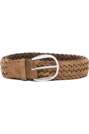 Orciani Accessoires, Heren, Bruin, 100 CM, Bruin Leren Riem met Gespsluiting