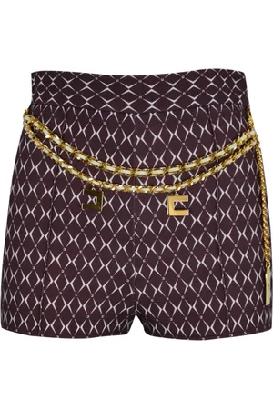 Elisabetta Franchi Korte broeken, Dames, Rood, S, Polyester, High-waisted stretch crêpe shorts