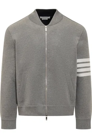 Thom Browne Sweatshirts & Hoodies, Heren, Grijs, L, Katoen, Crab Gem Icon Zip-Up Jacket