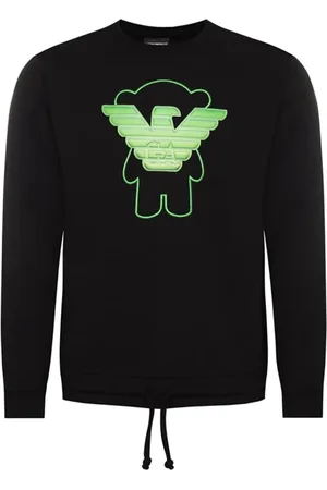 Emporio Armani Sweatshirts & Hoodies, Heren, Zwart, XS, Katoen, Manga Beer Hoodie Sweatshirt