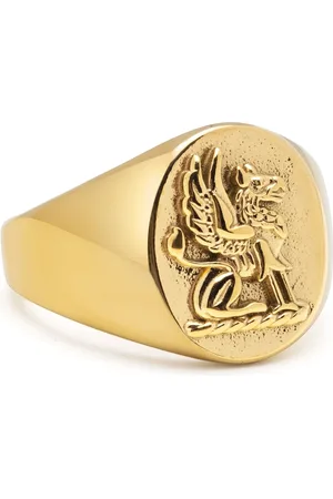 Nialaya Accessoires, Heren, Geel, 56 MM, Leeuwenkop zegelring
