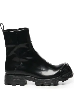 Diesel Schoenen, Heren, Zwart, 41 EU, Leer, Zwarte Leren Laarzen met Rits en Ronde Neus