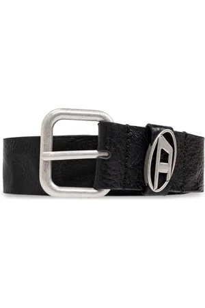 Diesel Accessoires, Heren, Zwart, 90 CM, Leer, Riem met Ovaal D Logo