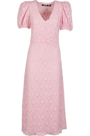 ROTATE Kleedjes, Dames, Roze, L, Katoen, Kant Pofmouw Jurk Collectie