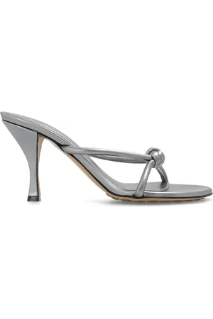 Bottega Veneta Schoenen, Dames, Grijs, 37 1/2 EU, Leer, Blink Muiltjes met Hak